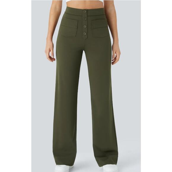 HALARA Pants - Halara High Waisted Button Multiple Pockets Straight Leg Casual Pants M